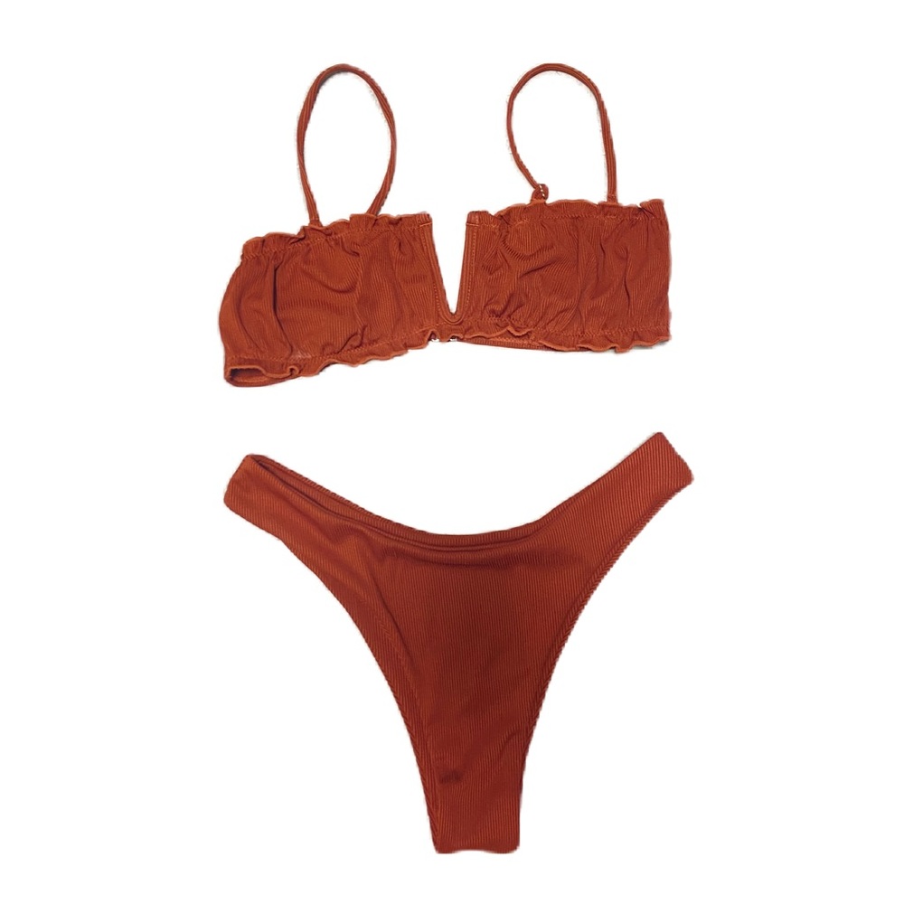 ZAFUL Womens Ribbed High Cut Bikini Two Piece Swimsuit